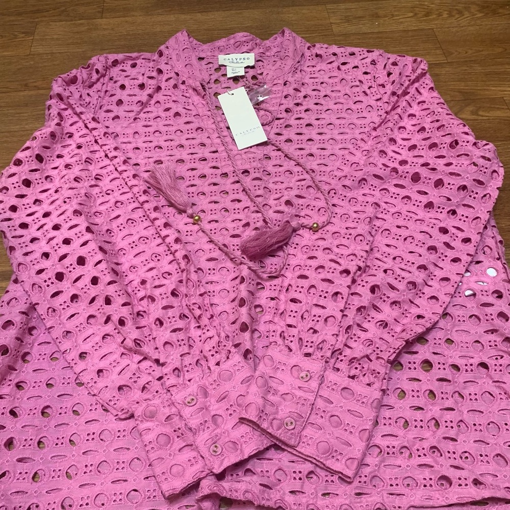 Women’s Calypso St Barth Rose Pink Top Size Large NWT